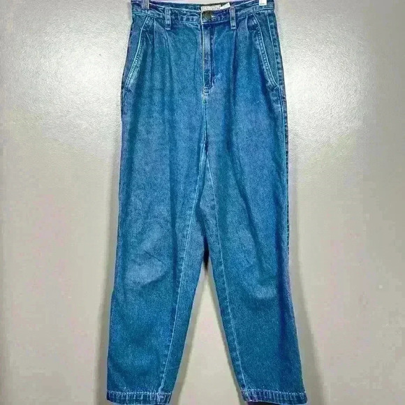 VTG MOM JEANS High Rise Mid Wash Soft Tapered Leg Women Size 2 Short Petite - Picture 1 of 9
